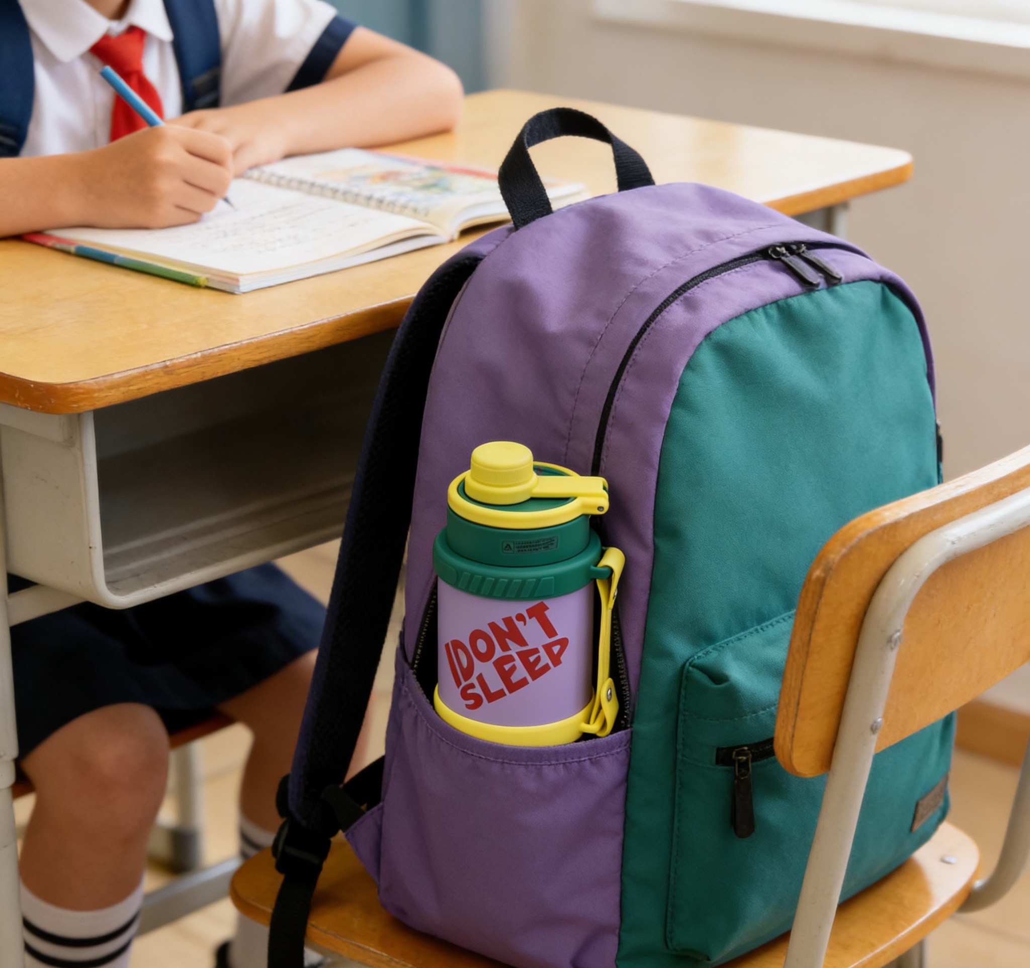 Fun "Don't SLEEP" insulated cup with portable handle, long-lasting temperature lock, suitable for office, commuting and outdoor use, high appearance level water cup Specification image