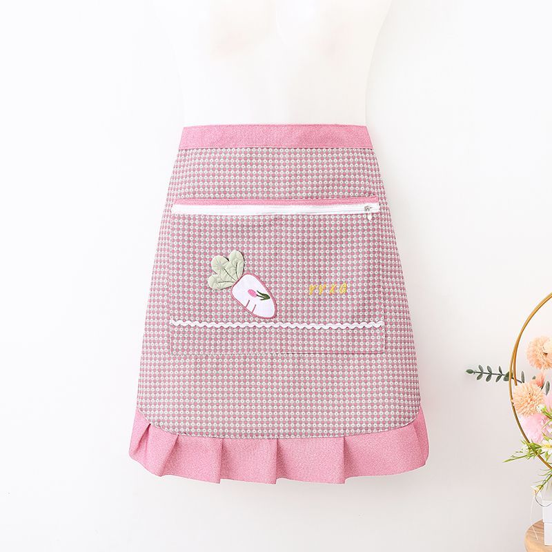 Korean cartoon half-length apron, kitchen, household, stain-proof, dust-proof, wear-resistant, women's cooking waist, catering, pet store, breathable canvas work clothes pic 11