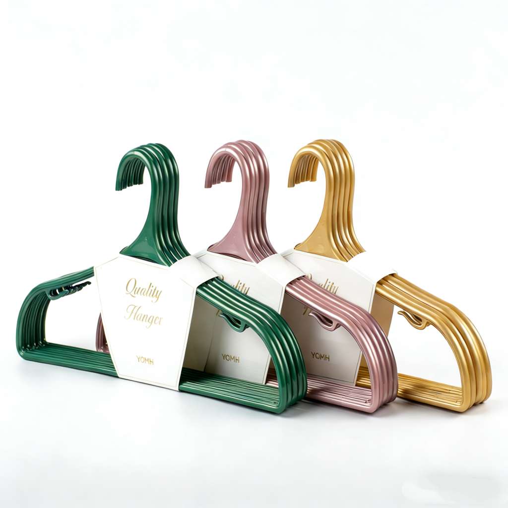 6138-5 pieces of antique-style plastic clothes hangers, seamless hangers, thickened anti-slip, home balcony clothes drying support, bedroom clothes hanging rack, dormitory clothes rack detail image 1