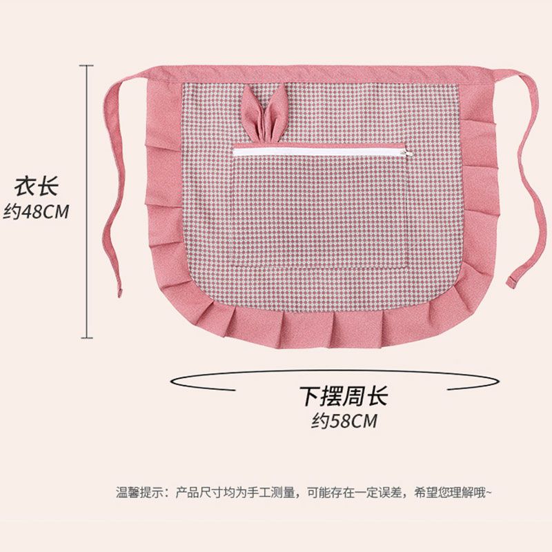 New canvas half-length apron for kitchen, home cooking, dust-proof and stain-proof waist wrap, home dining, wear-resistant, dirt-resistant, breathable and cute work clothes for women detail image 13