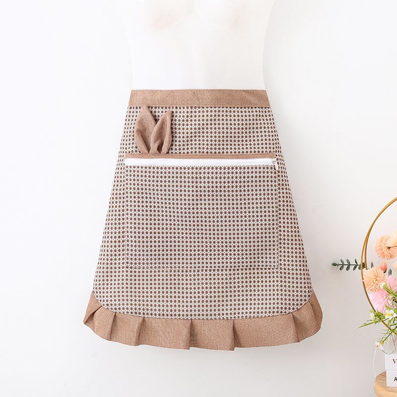 New canvas half-length apron for kitchen, home cooking, dust-proof and stain-proof waist wrap, home dining, wear-resistant, dirt-resistant, breathable and cute work clothes for women detail image 8