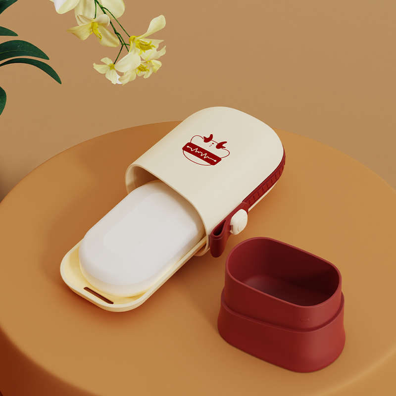 T54-TH-6241 Travel soap box, Standing draining soap box, portable cream-style soap box, student dormitory safety Item Picture
