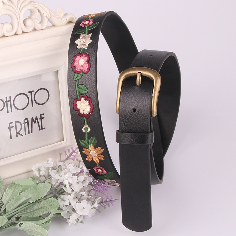Embroidered flower-decorated ladies' belts, retro belts, fashionable women's classical Chinese style skirts details Picture