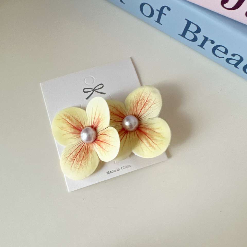 Mint Manbo Phalaenopsis pearl flower hair clip, seaside photo vacation style, side duck bill clip, super fairy hair accessory, women's festive hair clip detail image 4