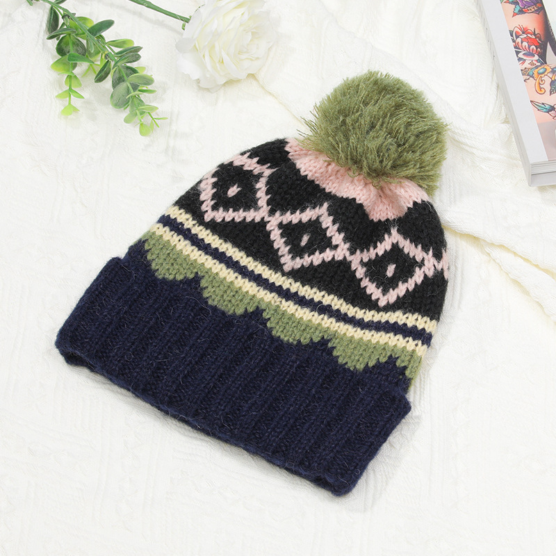 Customized new overseas best-selling Merino wool blend knitted woolen cap with flanged brim and women's warm knitted cap Specification image