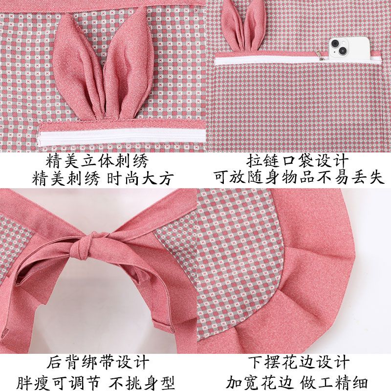 New canvas half-length apron for kitchen, home cooking, dust-proof and stain-proof waist wrap, home dining, wear-resistant, dirt-resistant, breathable and cute work clothes for women detail image 14