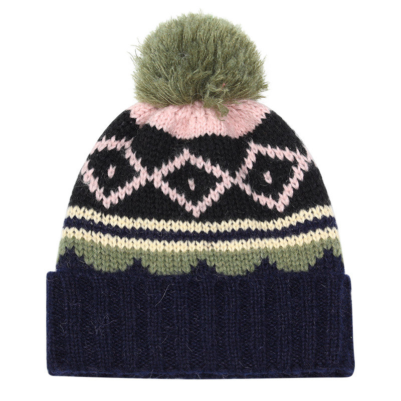 Customized new overseas best-selling Merino wool blend knitted woolen cap with flanged brim and women's warm knitted cap details Picture