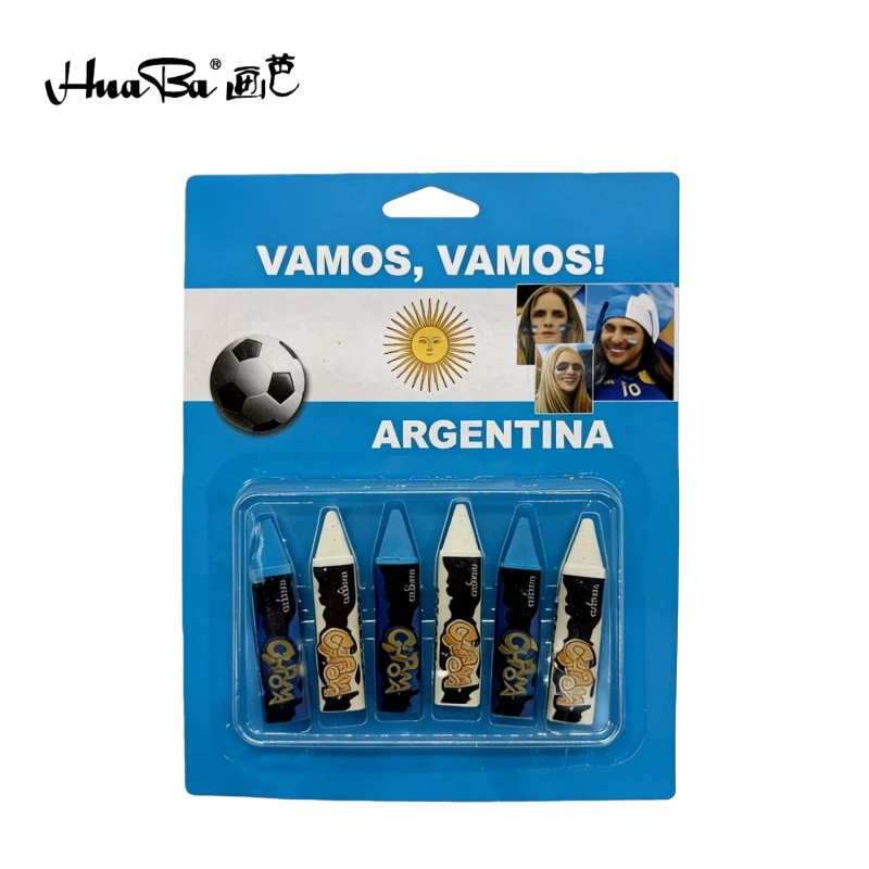画芭Huaba 跨境新品世界杯脸彩笔 阿根廷足球脸彩 比赛助威必备