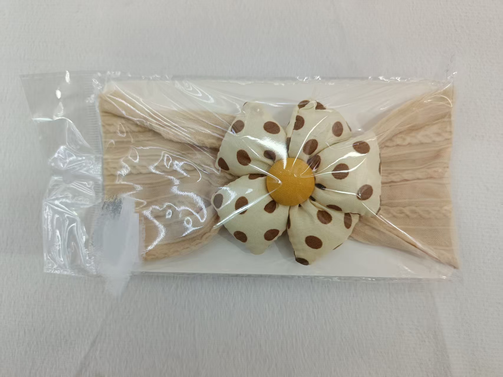 棉布黄棕波点花发戴