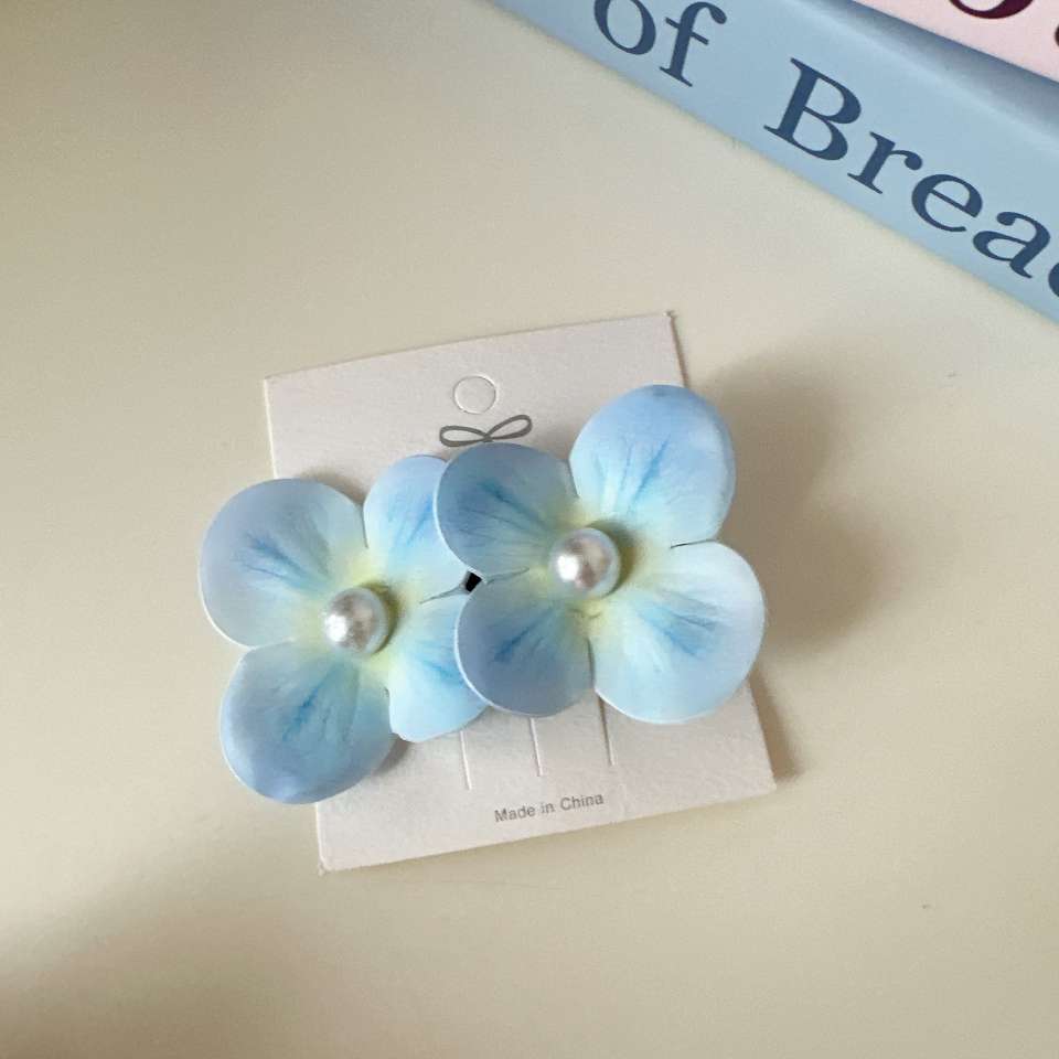 Mint Manbo Phalaenopsis pearl flower hair clip, seaside photo vacation style, side duck bill clip, super fairy hair accessory, women's festive hair clip detail image 3