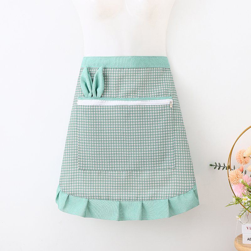 New canvas half-length apron for kitchen, home cooking, dust-proof and stain-proof waist wrap, home dining, wear-resistant, dirt-resistant, breathable and cute work clothes for women detail image 7