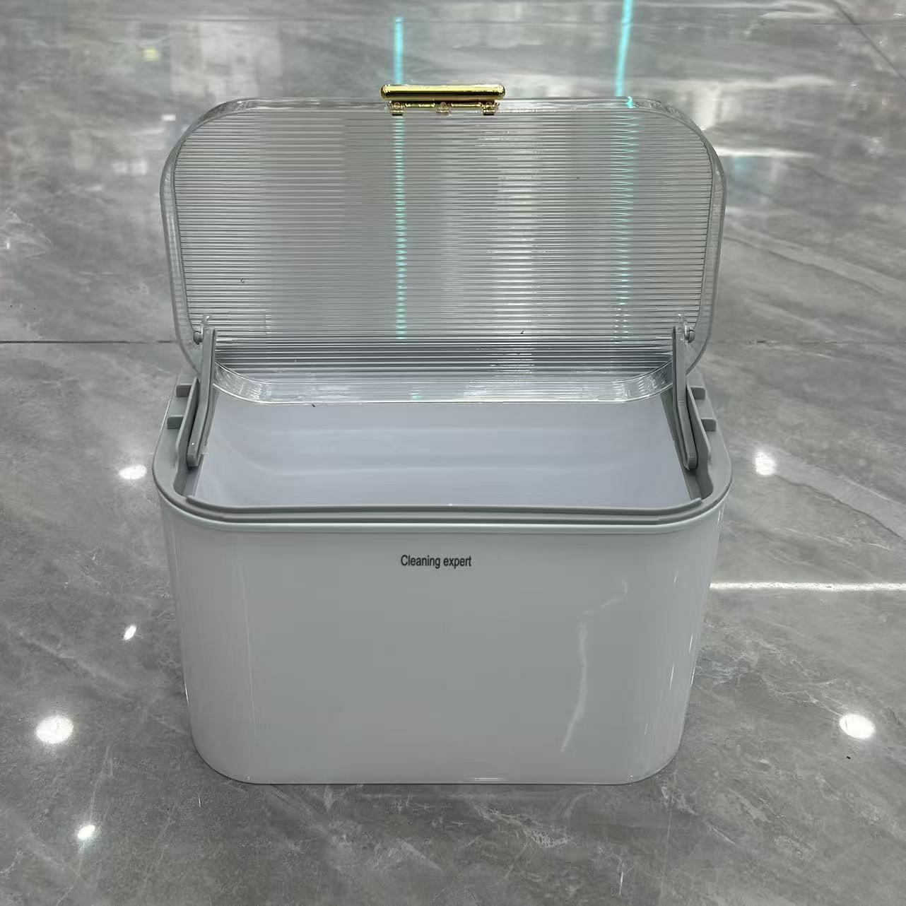 Vertical pattern design slit trash can, bathroom with lid anti-odor narrow body classified garbage bin, Nordic style green slit bucket, home living room bedroom narrow edge with lid storage trash can 121511077 Item Picture