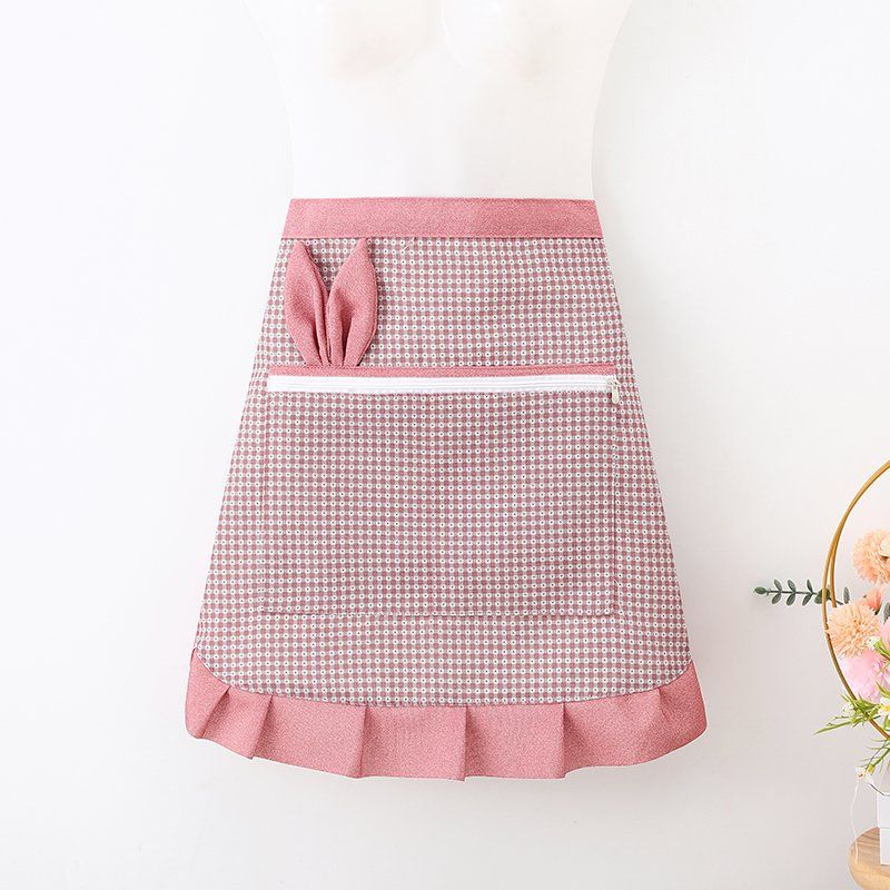New canvas half-length apron for kitchen, home cooking, dust-proof and stain-proof waist wrap, home dining, wear-resistant, dirt-resistant, breathable and cute work clothes for women detail image 6