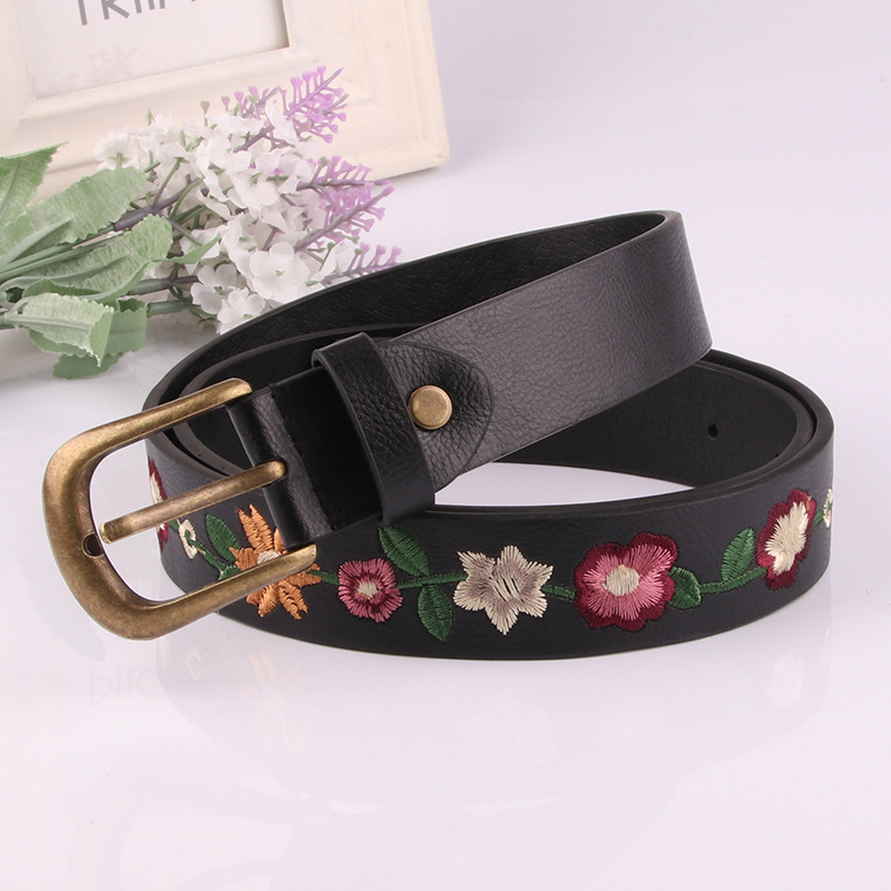 Embroidered flower-decorated ladies' belts, retro belts, fashionable women's classical Chinese style skirts full figure