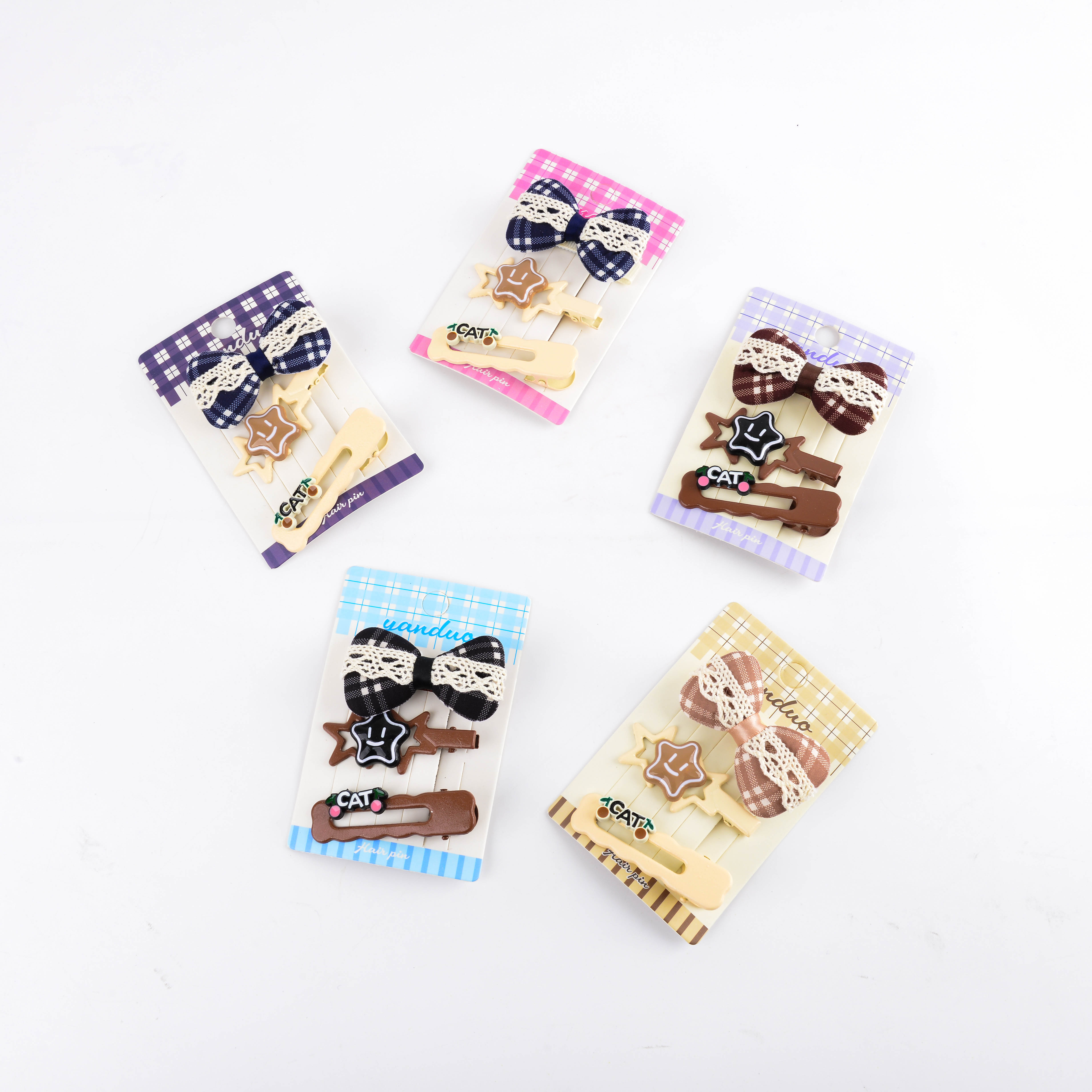 新款蕾丝波点蝴蝶结格子蝴蝶结DIY发夹包包服饰配件帽子