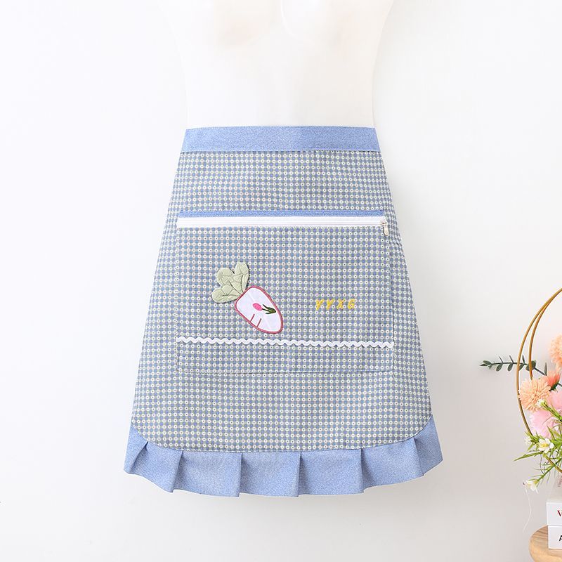 Korean cartoon half-length apron, kitchen, household, stain-proof, dust-proof, wear-resistant, women's cooking waist, catering, pet store, breathable canvas work clothes details Picture