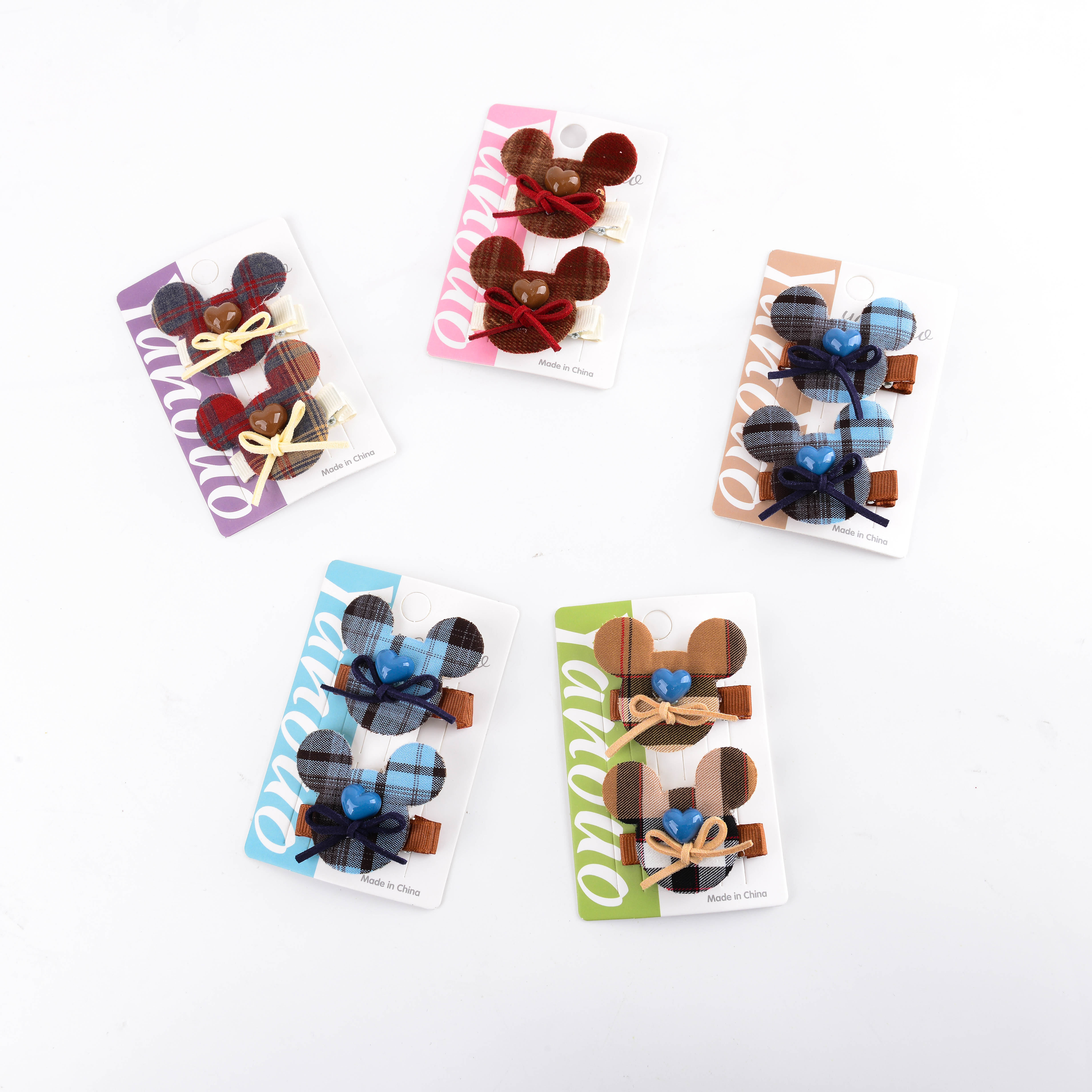 New sweet velvet bow heart-shaped button children's hair clip, Korean style, versatile, little girl hair tie, hair tie