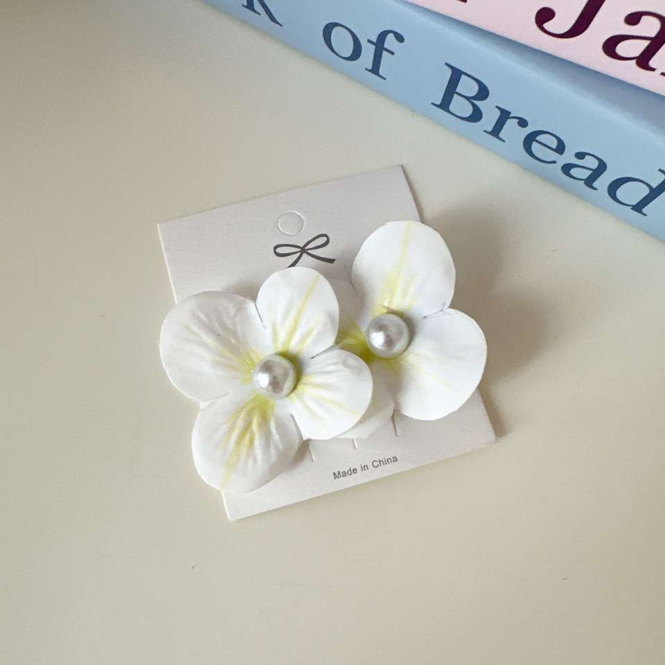 Mint Manbo Phalaenopsis pearl flower hair clip, seaside photo vacation style, side duck bill clip, super fairy hair accessory, women's festive hair clip Specification image