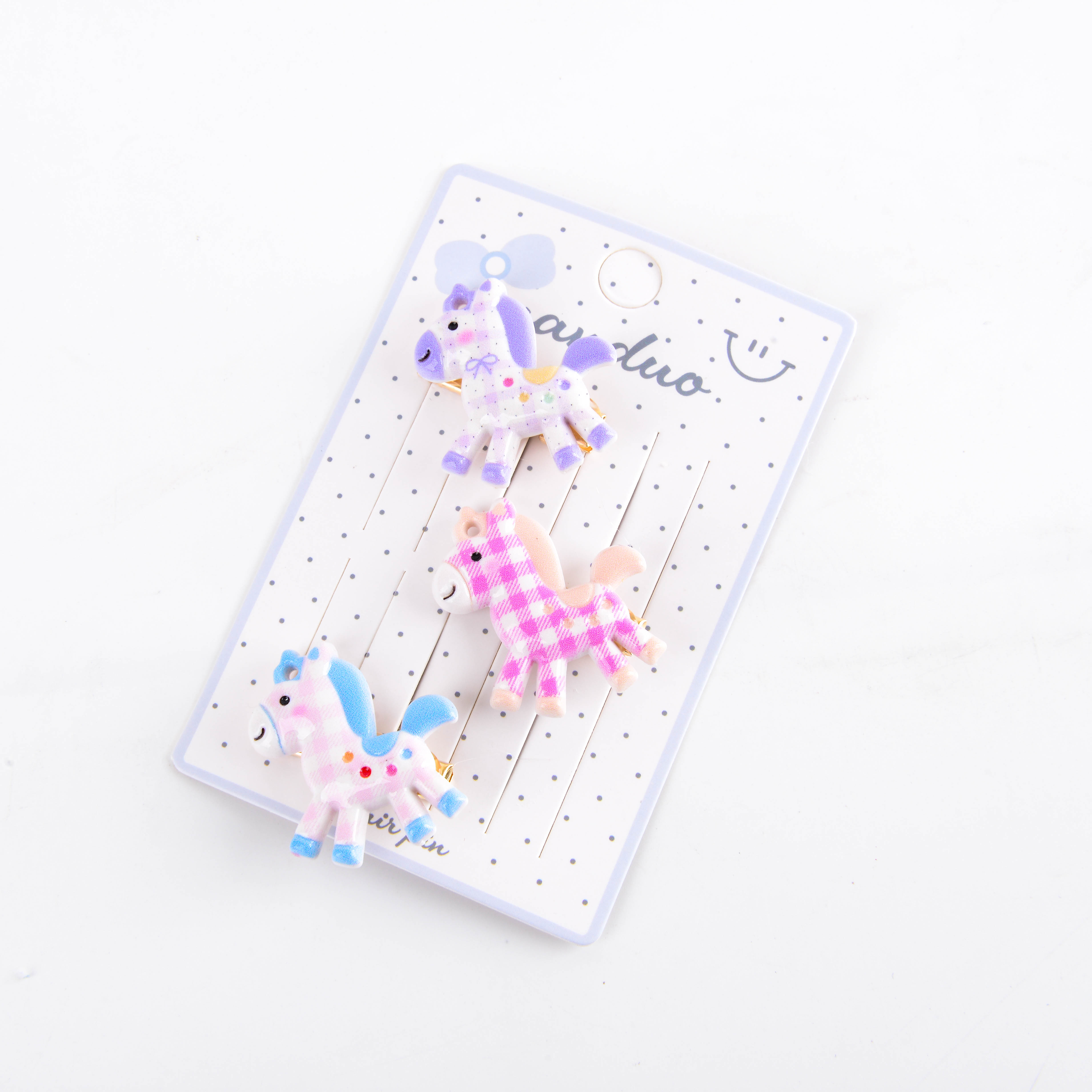 The Korean version of the children's spring edition acrylic small animal board duckbill clip parent-child version should be the duckbill clip polka dot cute rope details Picture
