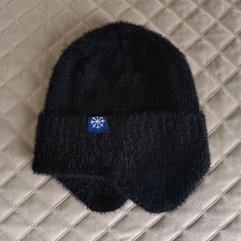 Outdoor warm knitted hat, winter woolen ear protection hat, men's and women's autumn and winter hat, elastic thickened windproof hat, cycling hat details Picture