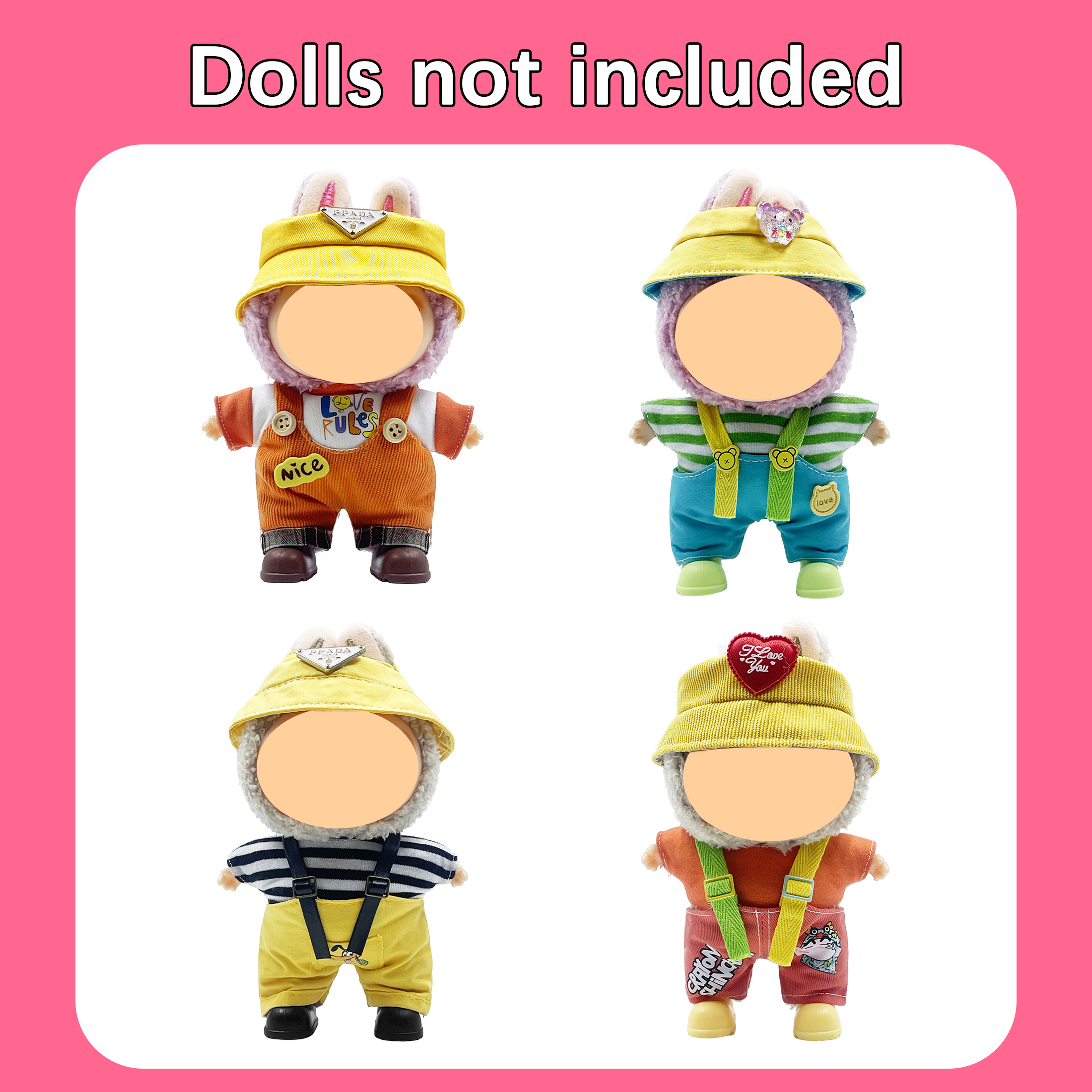 娃娃玩具配件BJD棉花娃娃换装贴少女装饰娃衣15-17CM棉花娃娃背带裤