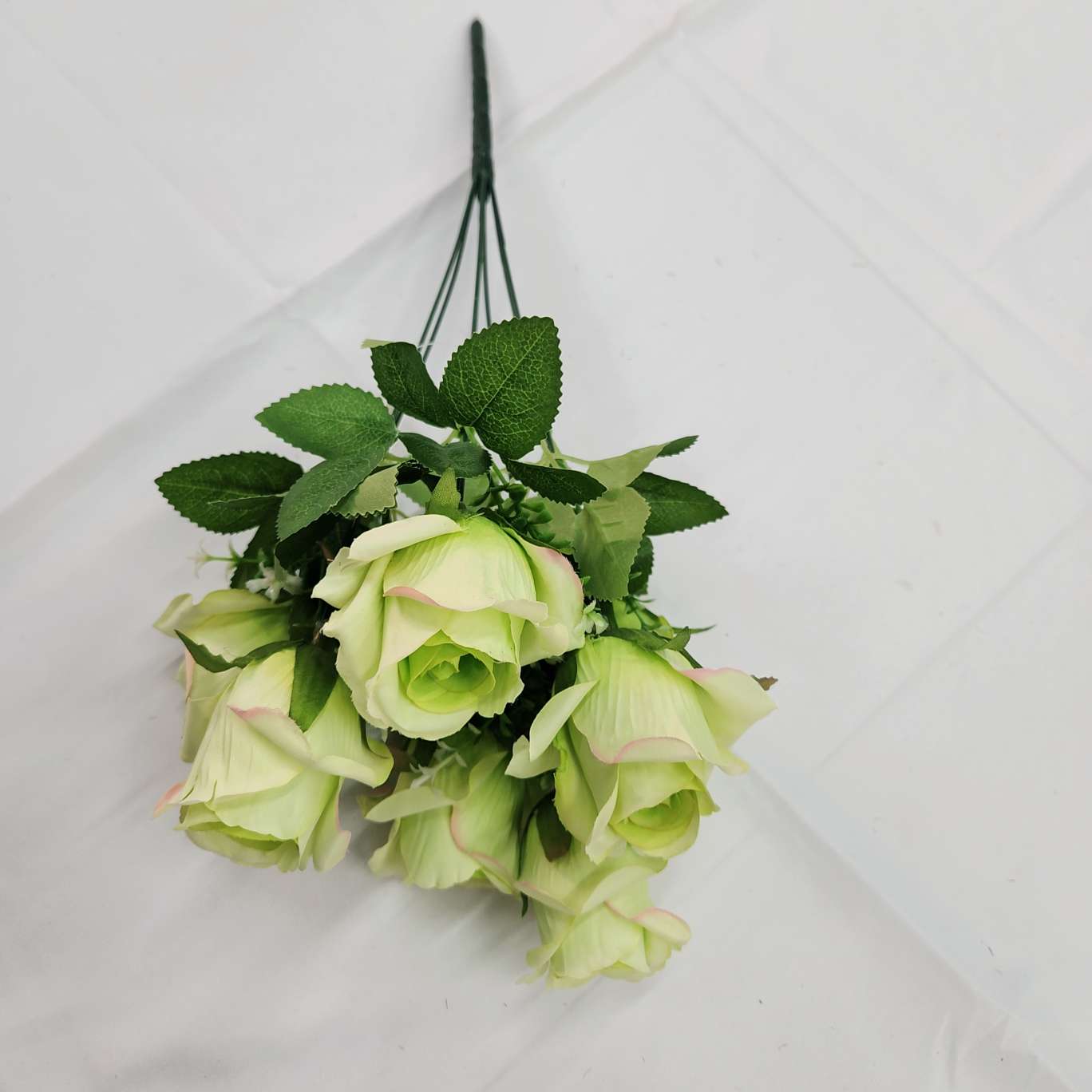 7-head cross rose, office simulation rose, cultural gardening, crocheted bouquet, knitted bouquet, simulation flower DIY detail image 10