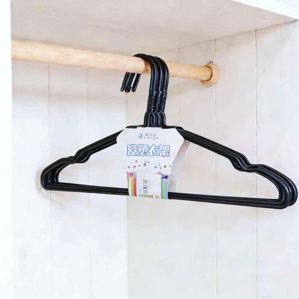 869-43cm凹槽衣架衣服架子撑子衣服挂女装浸塑衣架防滑家用无痕加粗成人款衣架批发