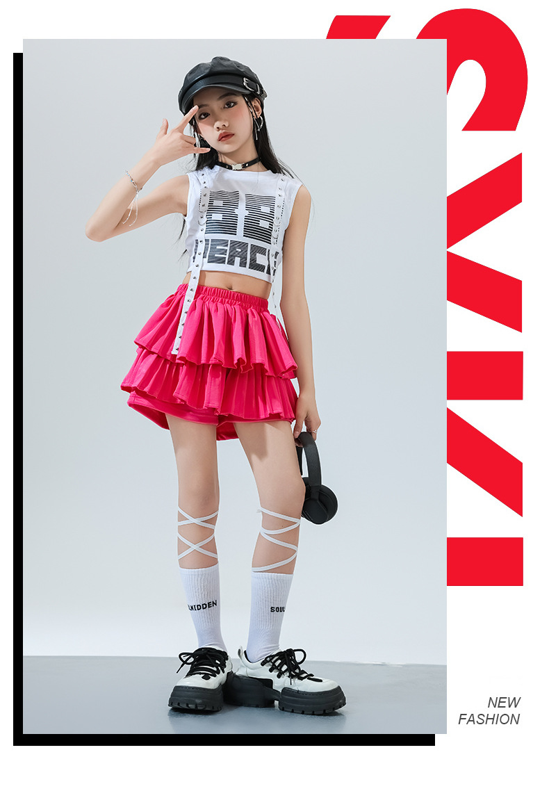 2026世界杯啦啦队服儿童百褶裙专业生产支持定制加工女童爵士舞服装jazz女团走秀潮服舞蹈练功裙子儿童嘻哈街舞演出服详情图13