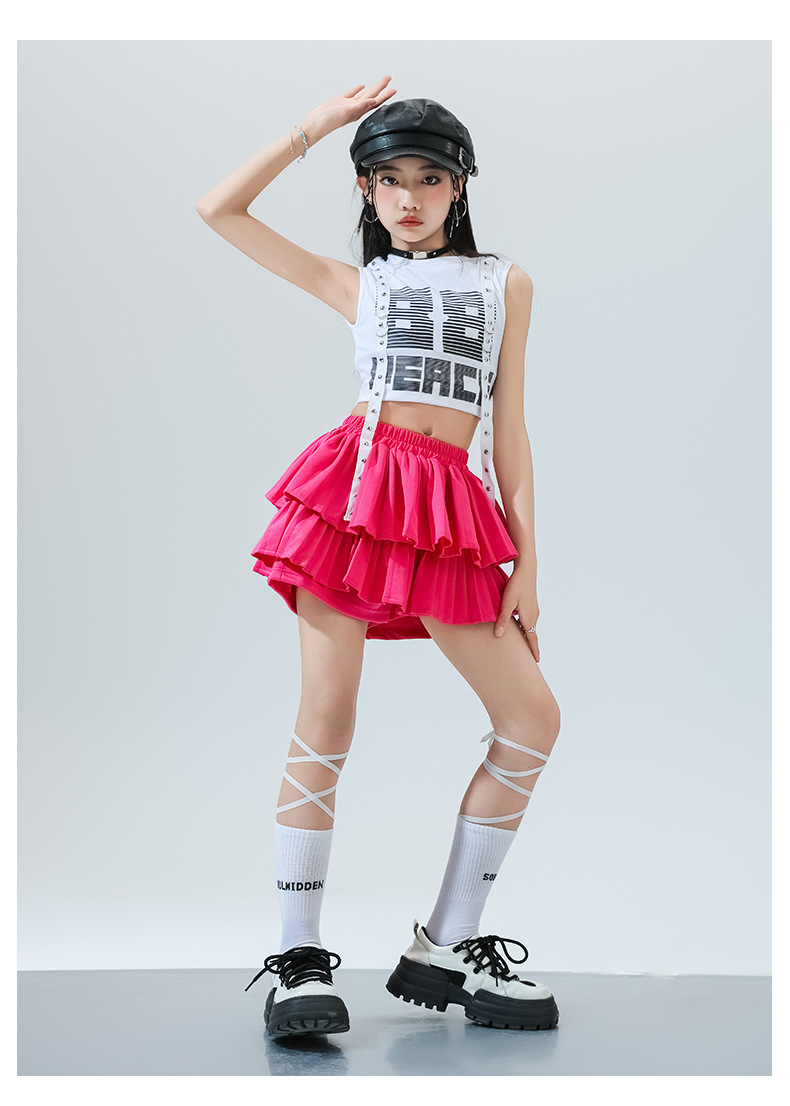 2026啦啦队服背心女童爵士舞服装jazz女团走秀潮服舞蹈练功儿童嘻哈街舞演出服支持定制加工JK套装cosplay衣服详情图15