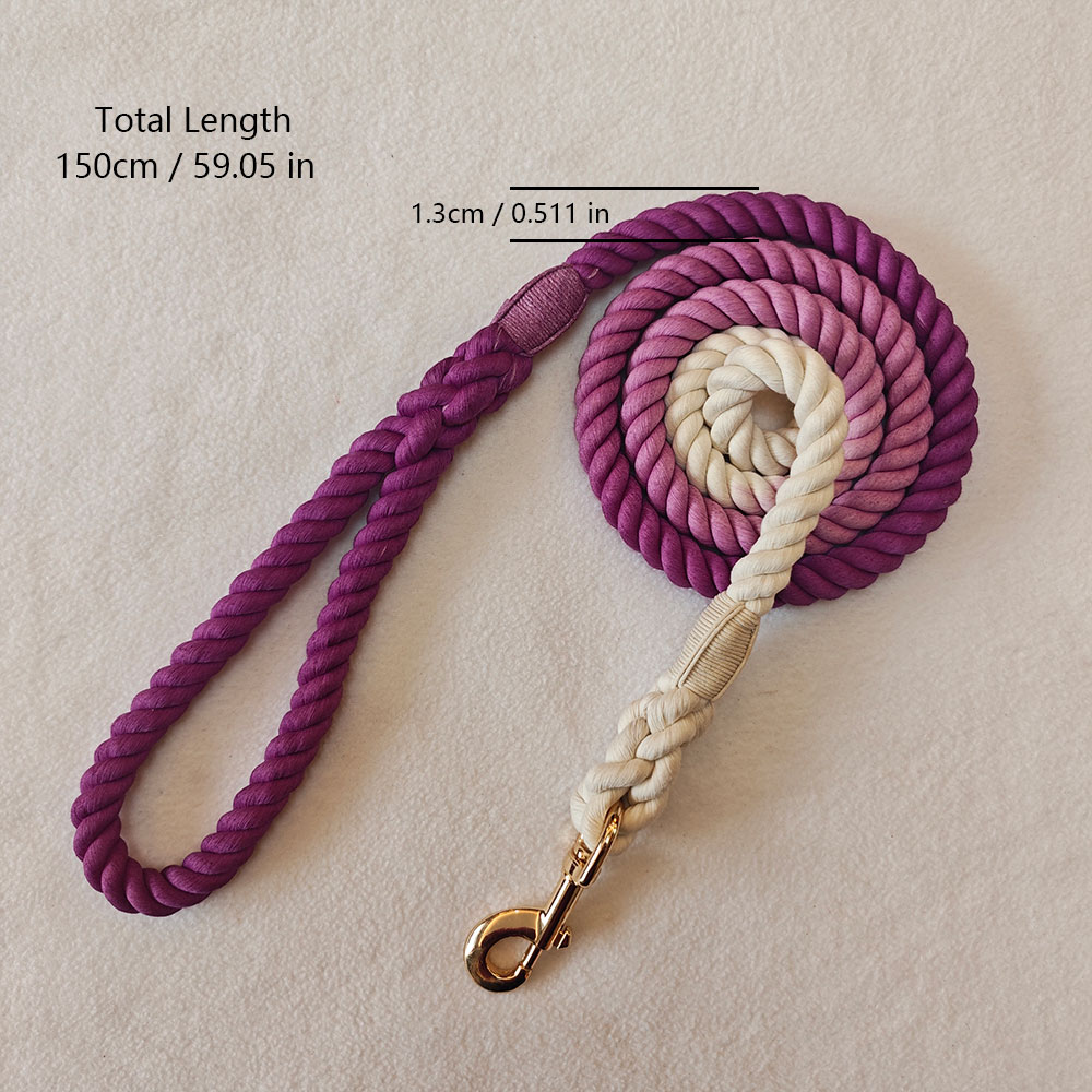 Handmade segment dyed woven dog training leash available in 8 colors details Picture