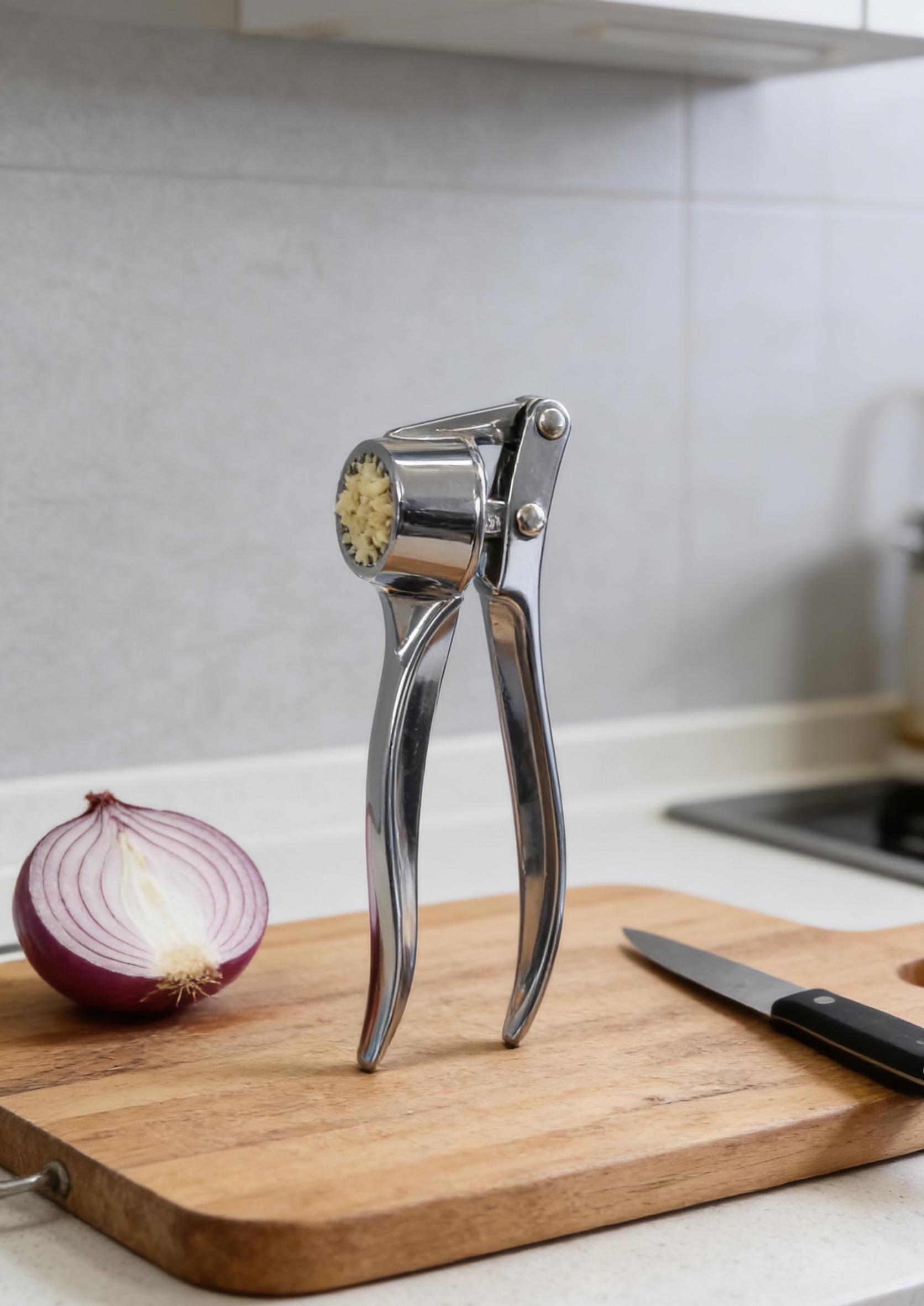 Stainless steel garlic press, manual garlic mince machine, kitchen garlic mopping machine, garlic peeling tool, manual garlic press, stainless steel kitchen garlic peeling and mopping machine, garlic mince machine, garlic paste holder, small tools wholesale details Picture