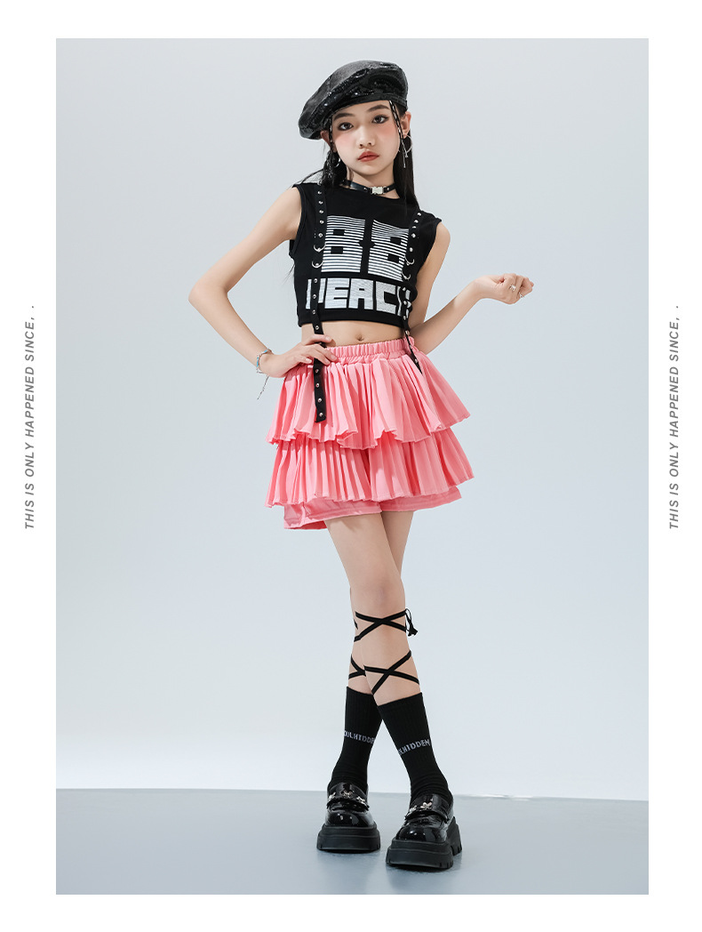 2026啦啦队服背心女童爵士舞服装jazz女团走秀潮服舞蹈练功儿童嘻哈街舞演出服支持定制加工JK套装cosplay衣服详情图17