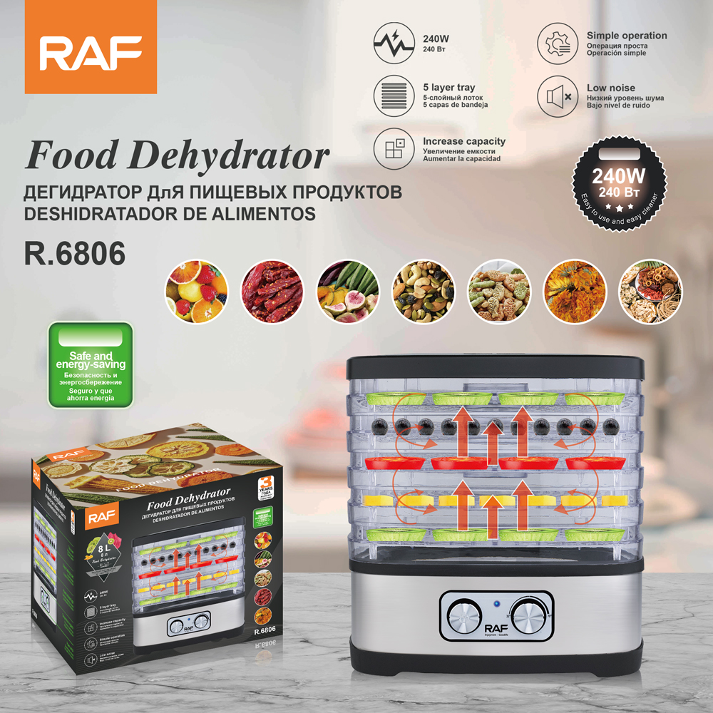 RAF European standard cross-border dryer, snack, fruit, vegetable, meat, dried fruit machine, food small household freeze dryer 8L full figure
