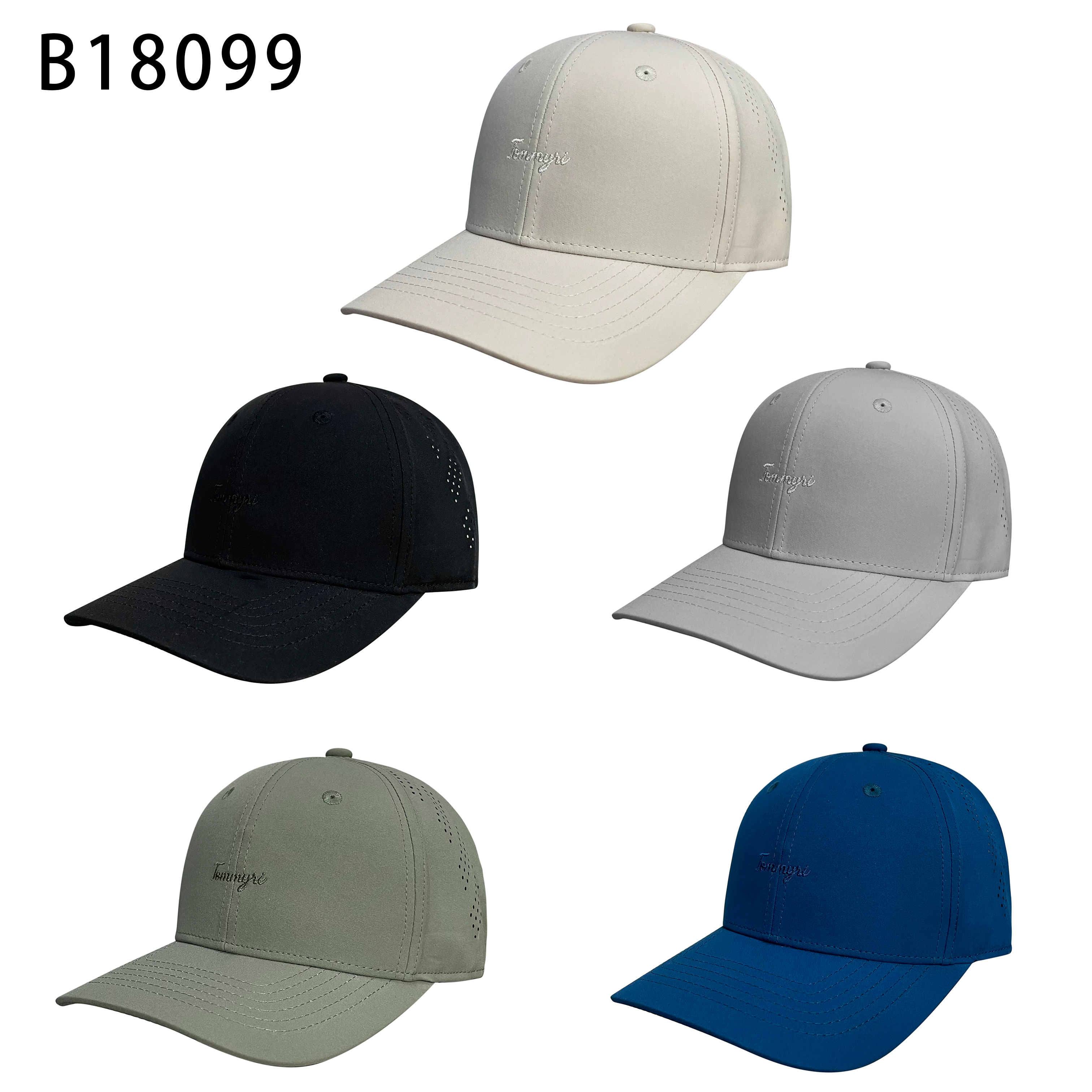 Spring and summer thin outdoor water-repellent, quick-drying, laser-punched sports baseball cap, versatile, trendy, simple, solid-color light plate, sun protection, breathable, slightly curved brim, high-quality, unisex baseball cap