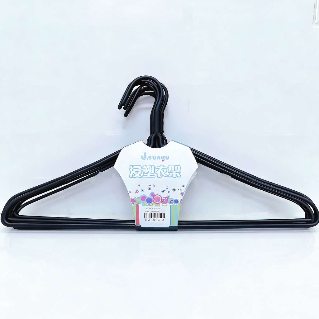 555-46cm flat shoulder clothes hanger, adult thickened dipped plastic clothes drying rack, household clothes hanger, student dormitory clothes hanger Specification image
