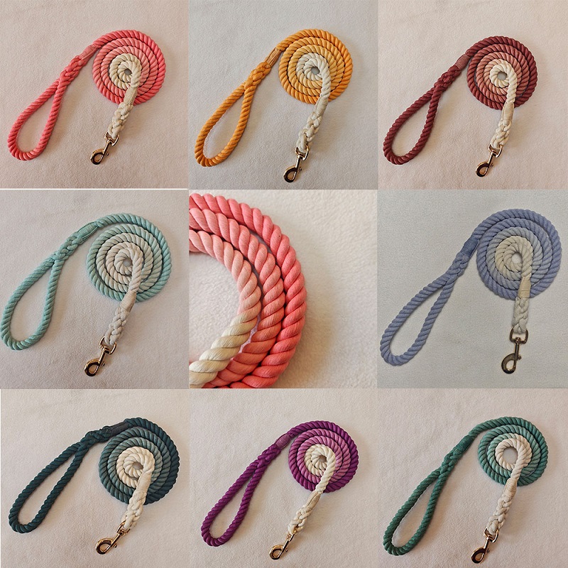 Handmade segment dyed woven dog training leash available in 8 colors thumbnail