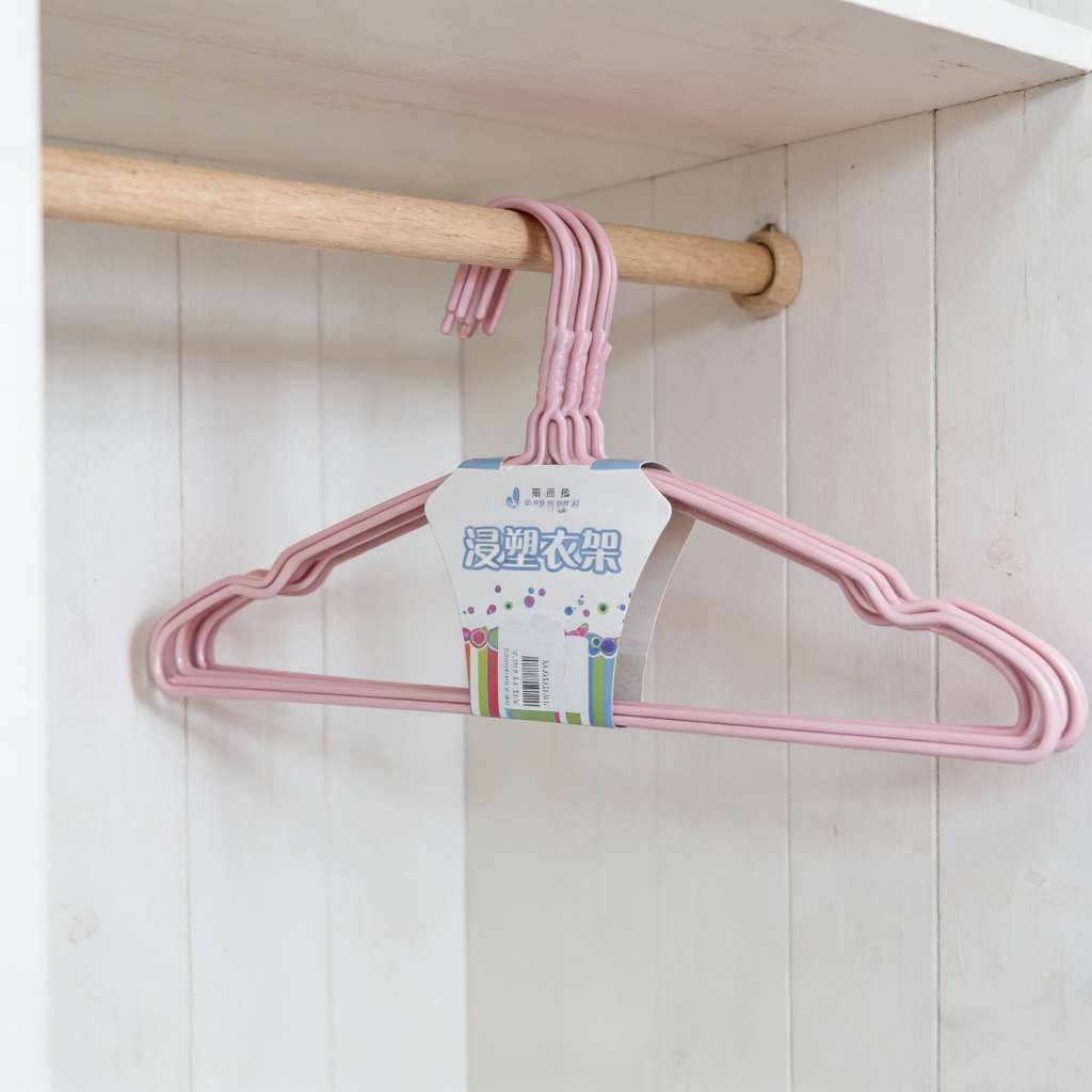 869-43cm grooved clothes hanger, clothes rack support, clothes hanging, women's clothing dipped plastic hanger, anti-slip household, traceless thickened, adult style hanger wholesale Specification image