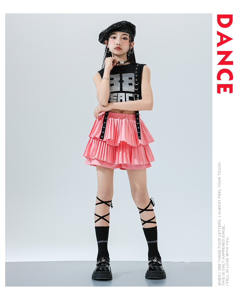 2026啦啦队服背心女童爵士舞服装jazz女团走秀潮服舞蹈练功儿童嘻哈街舞演出服支持定制加工JK套装cosplay衣服详情图14