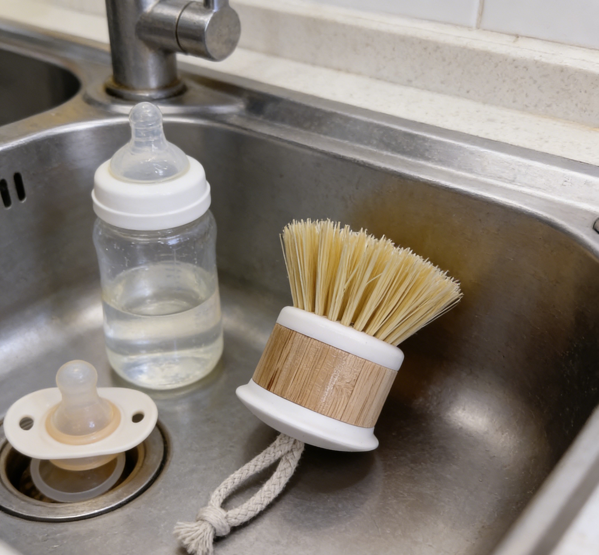 A must-have natural bristle cleaning brush for household use, a kitchen scrubber for washing POTS and dishes, and an easy-to-store tool details Picture