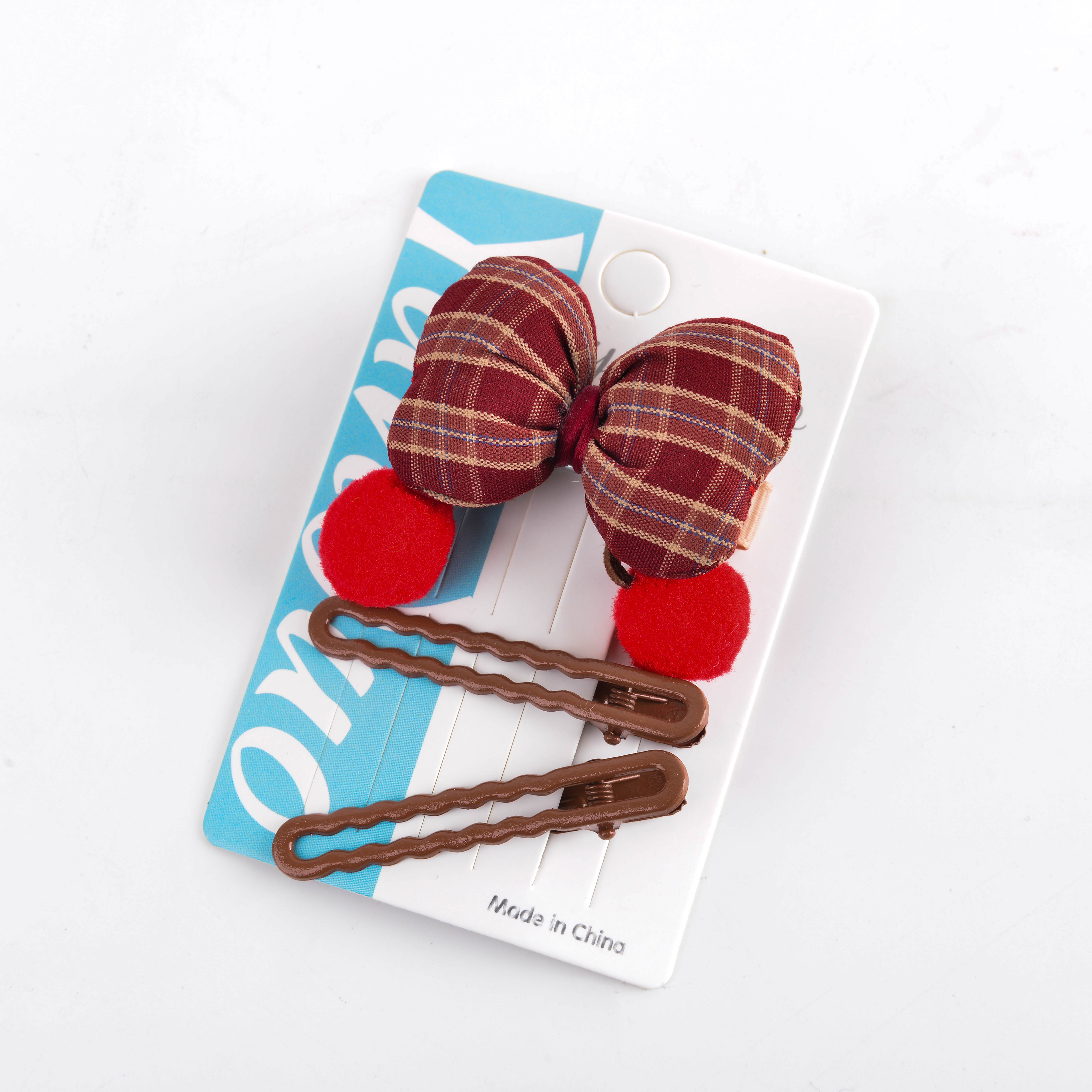 Wholesale of new hair accessories: Fashionable girls, children, students, small bow pom-poms, a pair of clips, sweet bangs clips Item Picture