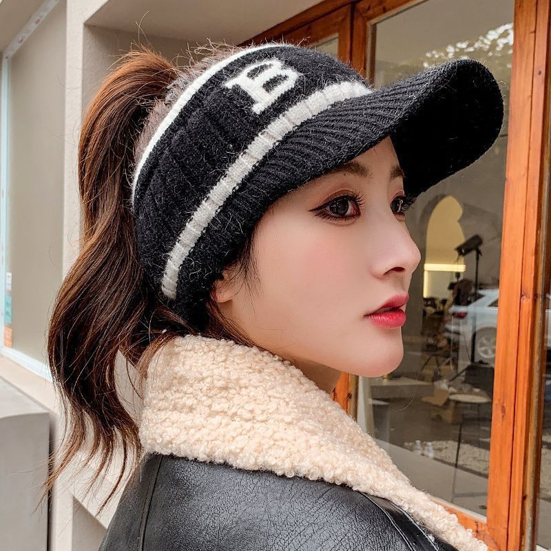New winter woolen cap with fleece and high appearance level, Japanese-style autumn and winter knitted cap, versatile, hollow top baseball cap for warmth Item Picture