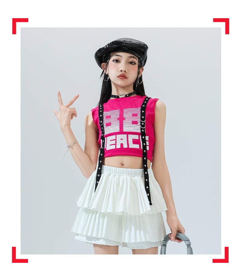 2026世界杯啦啦队服儿童百褶裙专业生产支持定制加工女童爵士舞服装jazz女团走秀潮服舞蹈练功裙子儿童嘻哈街舞演出服详情图12