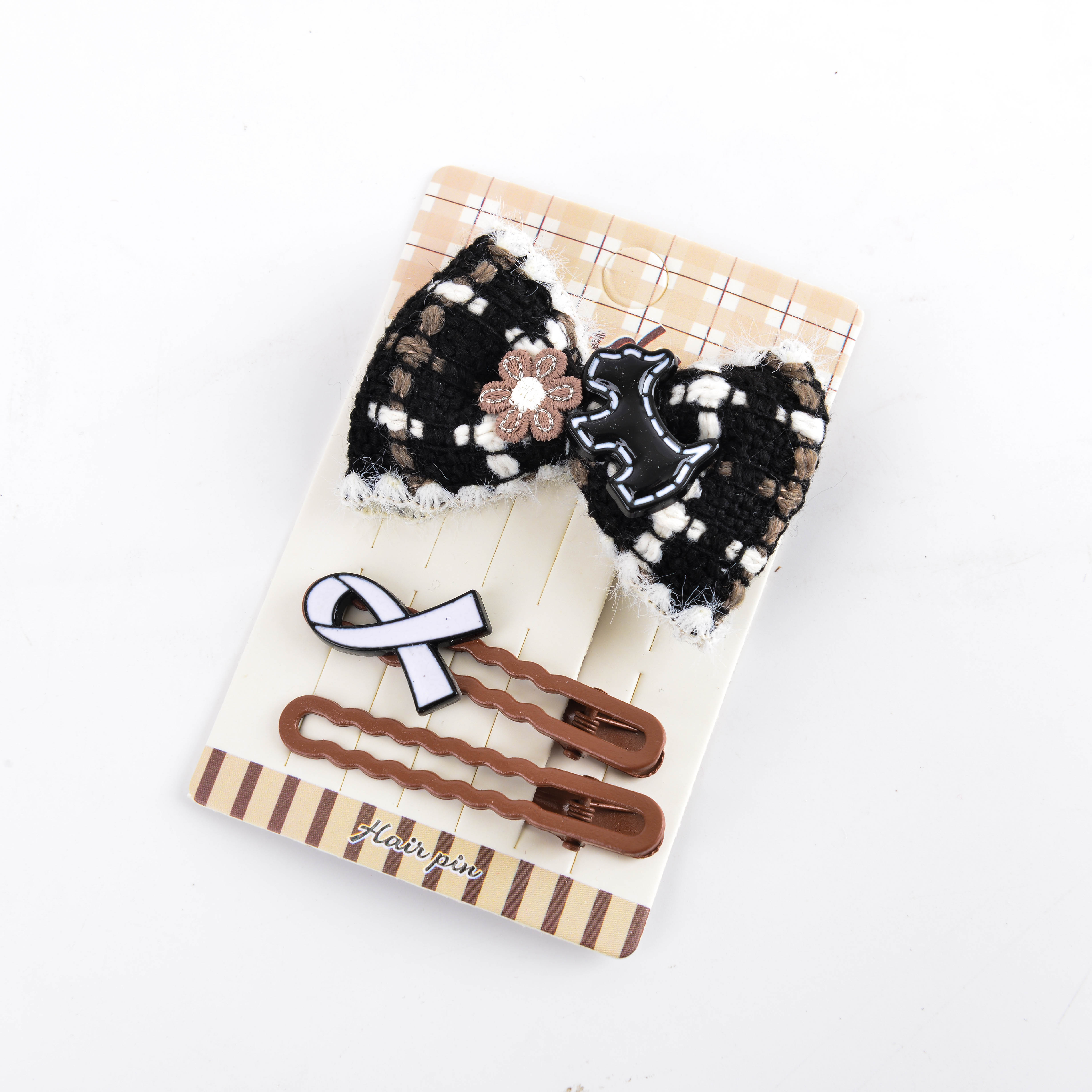 Xiaoxiangfeng bow hair clip, women's autumn and winter hair clip, plush clip, retro style hair accessory Specification image