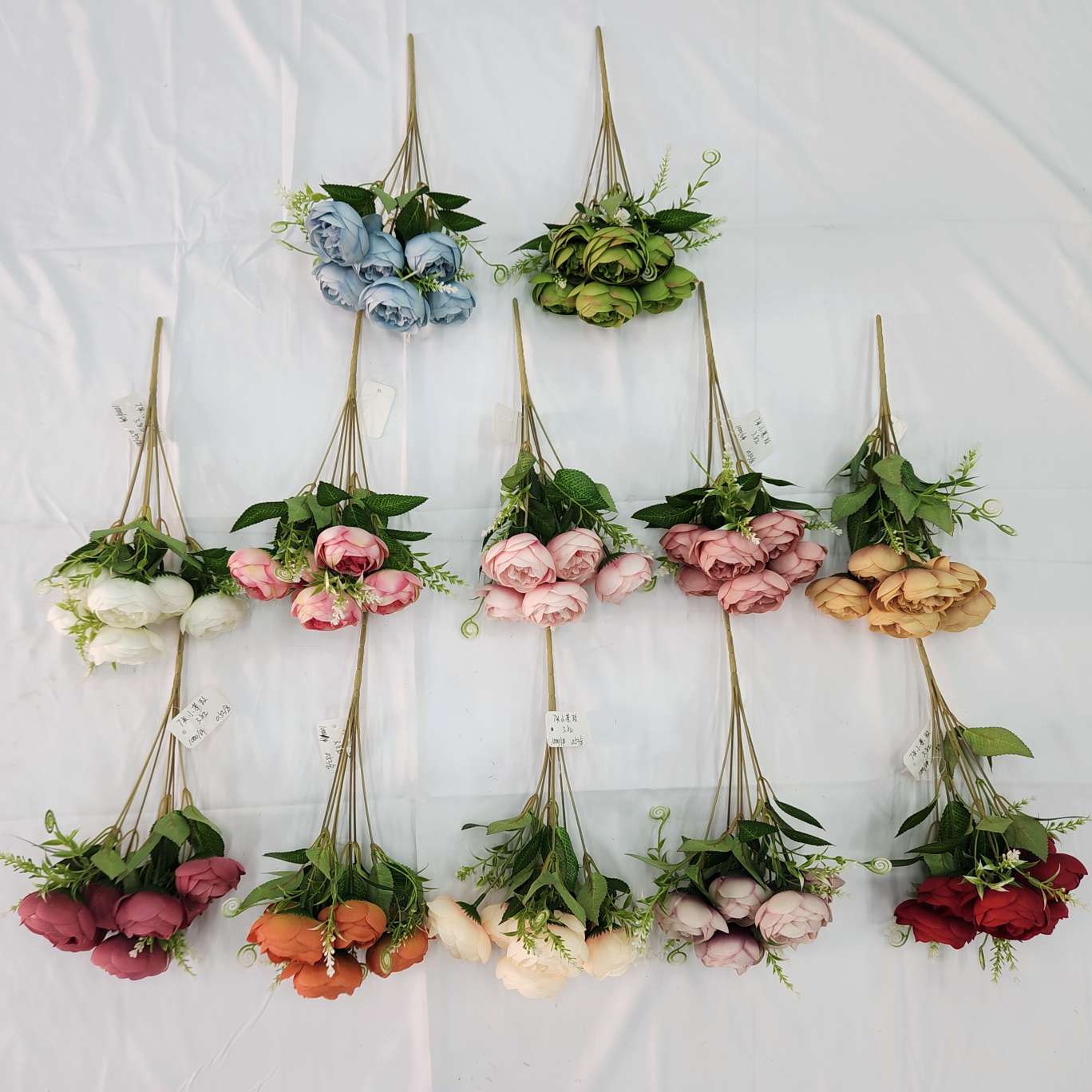 7 cabezas pequeño té mae oficina cultura simulación jardinería rosa crochet tejer ramo de flores simulación DIY