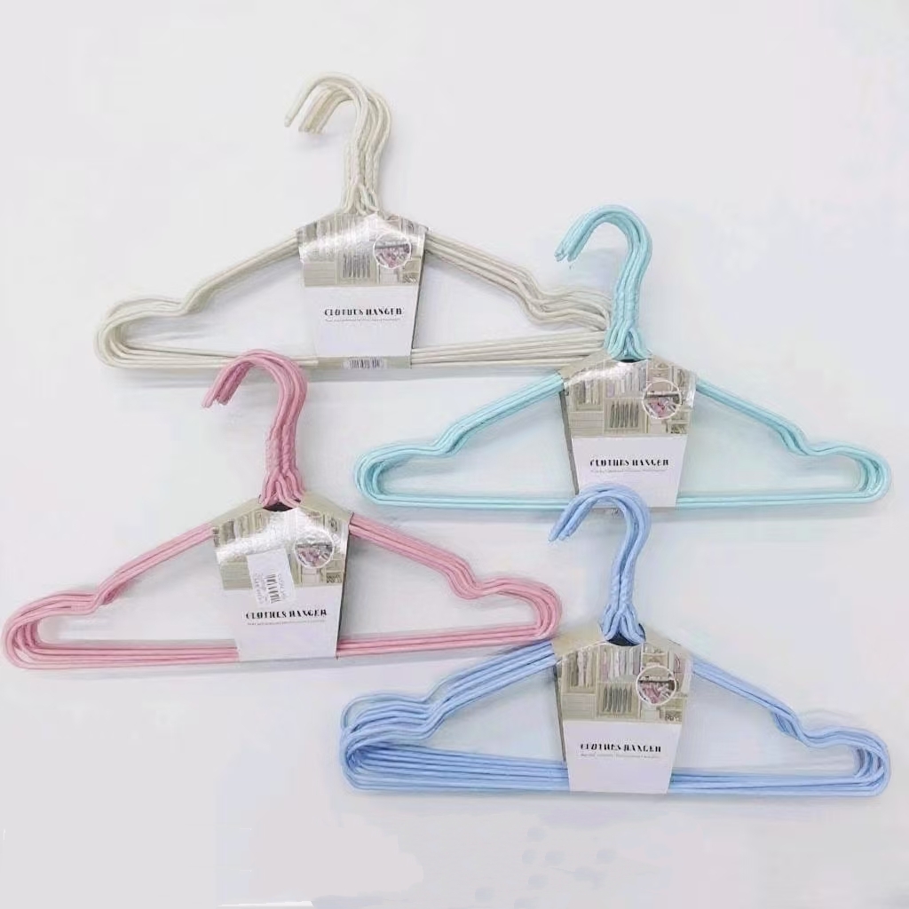 Ten 40-gram plastic-coated clothes hangers, dry and wet dual-purpose hangers, household clothes hanging and drying hooks, anti-slip for adults and children, dormitory traceless clothes drying rack supports details Picture