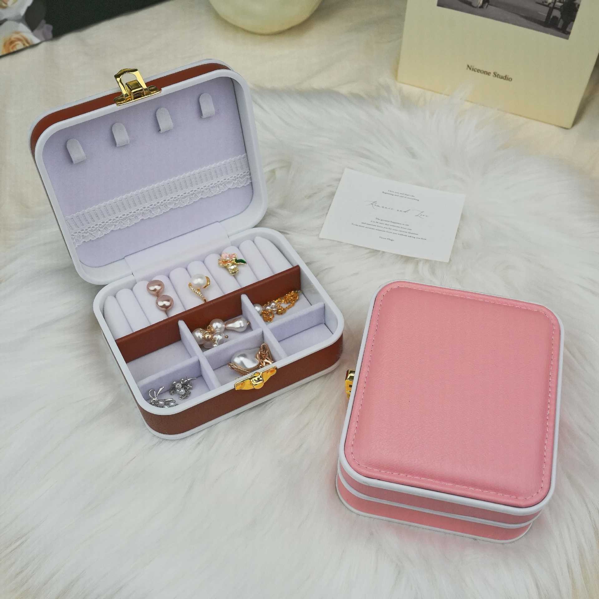 首饰盒旅行饰品便携ins收纳马卡龙珠宝盒项链戒指首饰盒子