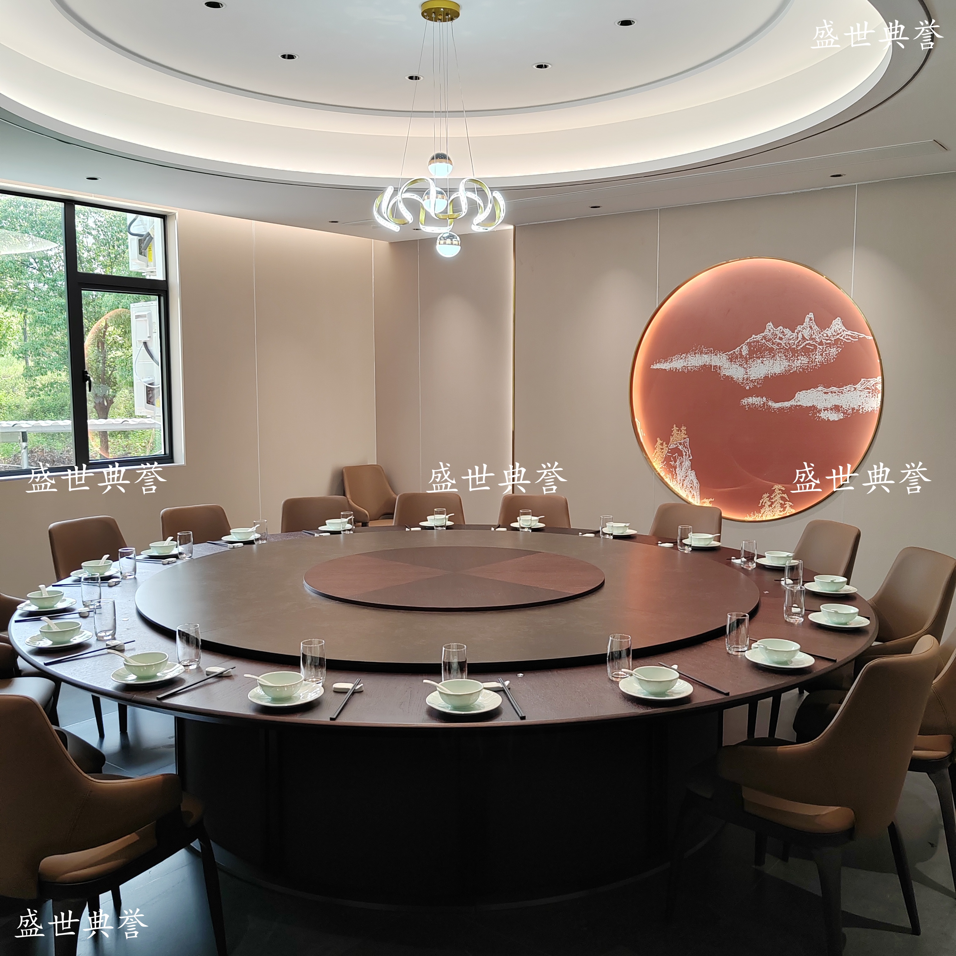 Chuzhou Banquet Center Electric dining tables and chairs, restaurant private rooms, modern light luxury dining chairs, courtyard restaurant, mountain and wild-style chairs Specification image