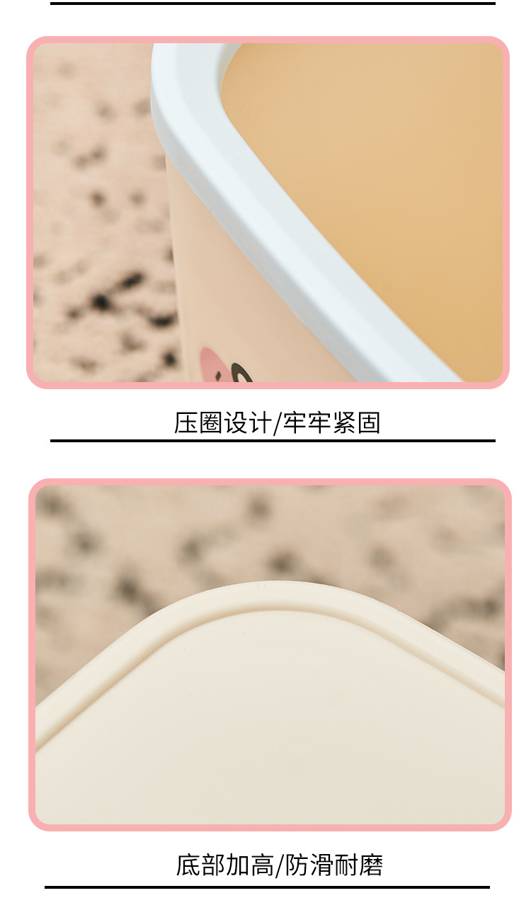 J06-9012 Cartoon desktop trash can, creative home use, cute small size, high appearance level, bathroom wastebasket, office pressure ring storage detail image 12