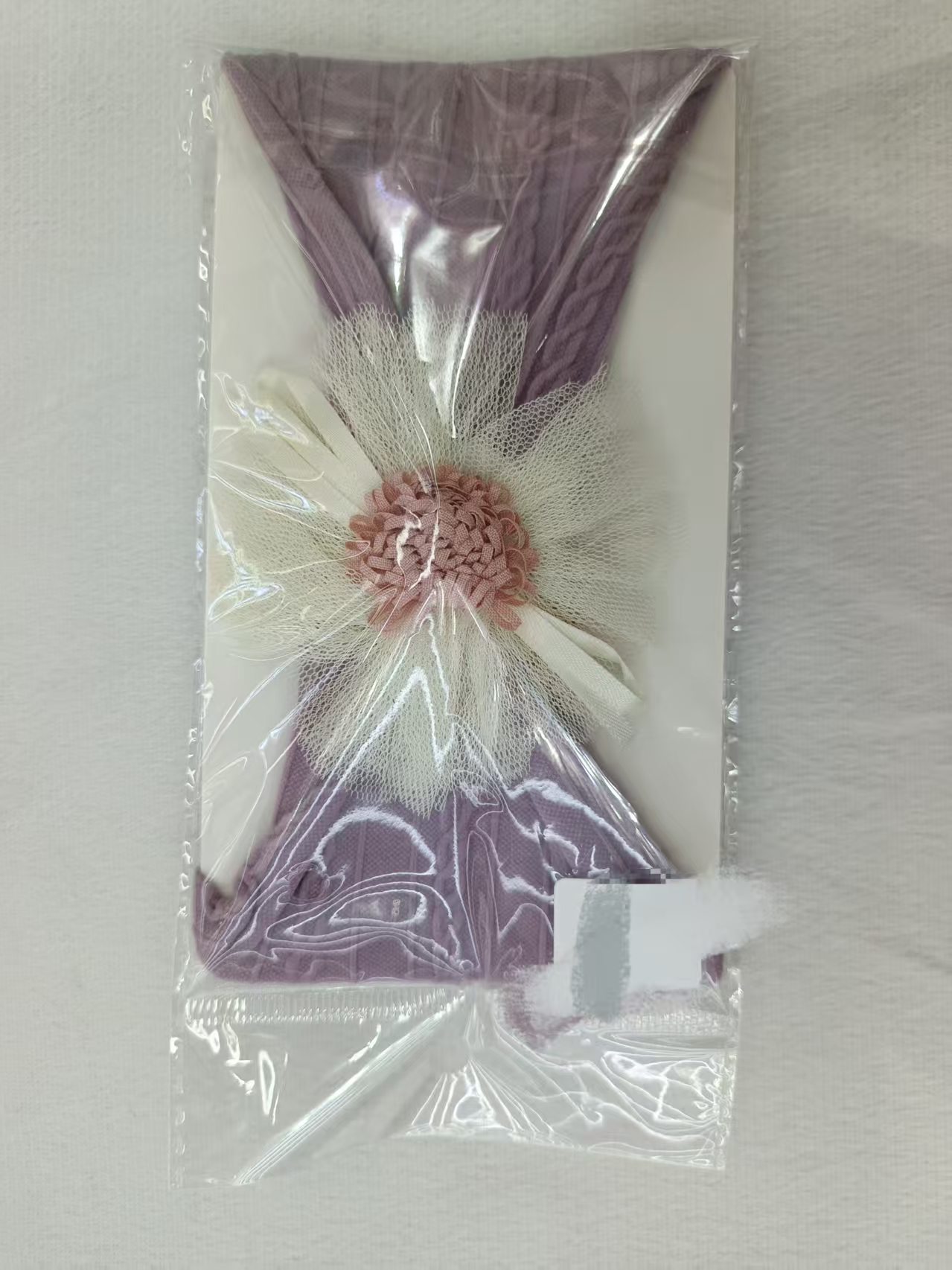 白色纱花紫色发戴详情1