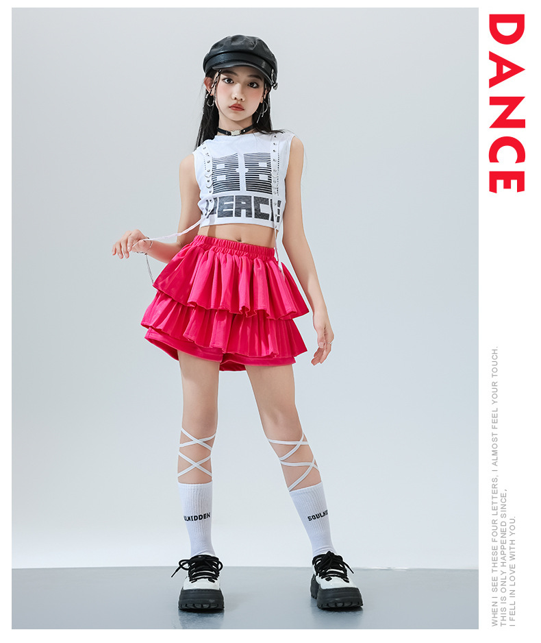 2026啦啦队服背心女童爵士舞服装jazz女团走秀潮服舞蹈练功儿童嘻哈街舞演出服支持定制加工JK套装cosplay衣服详情图12